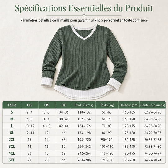 Pull en maille superposé à deux pièces factuel, décontracté et sans manches