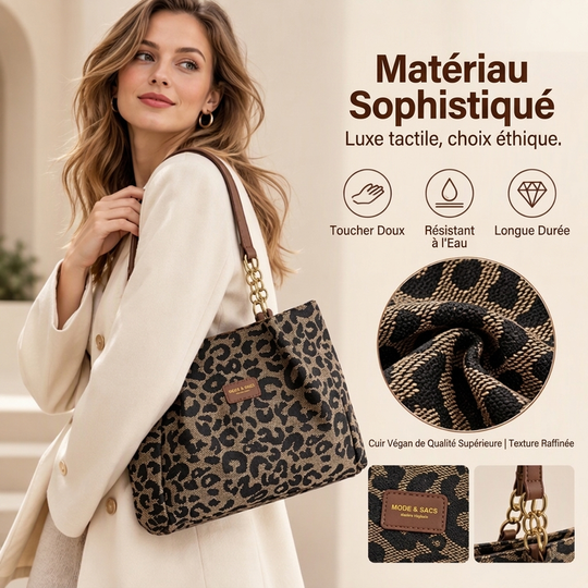 Sac cabas rétro à imprimé léopard pour femmes