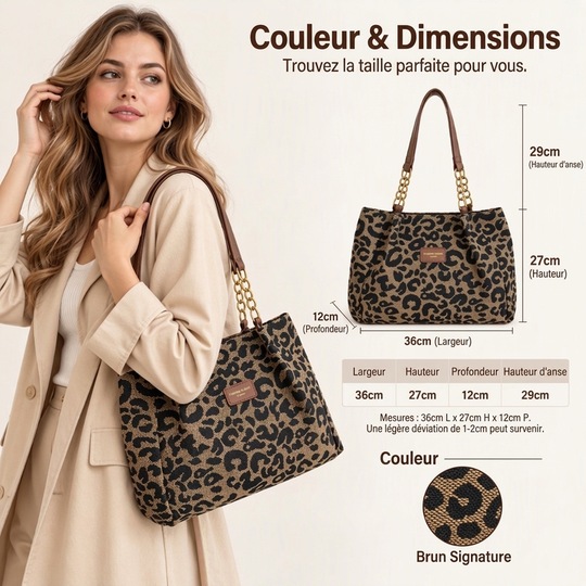 Sac cabas rétro à imprimé léopard pour femmes