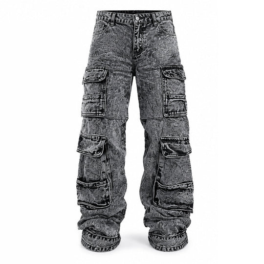 Jean cargo large lavé rétro Pantalon en denim Y2K High Street avec poches