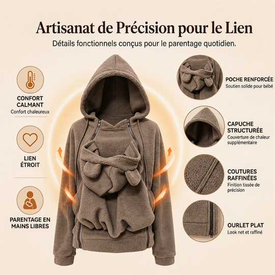 💖Soldes ! Prix cassés💖Veste à capuche confortable et chaude pour le portage de bébé