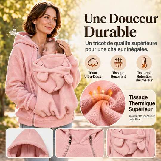 💖Soldes ! Prix cassés💖Veste à capuche confortable et chaude pour le portage de bébé