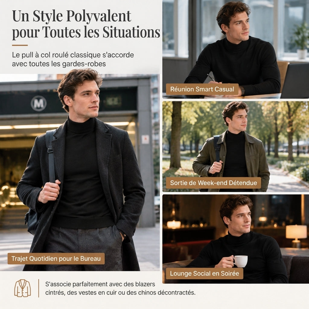 Pull en maille slim d'hiver pour homme