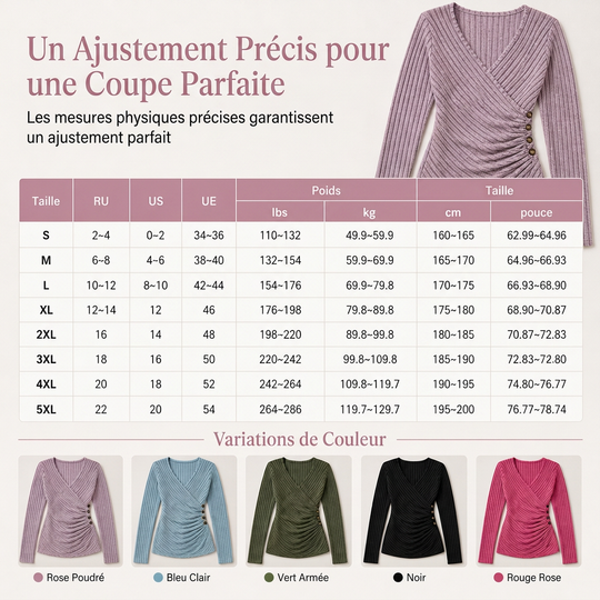 Haut à manches longues et col V, couleur unie, pour femmes, décontracté, pour le printemps et l'automne