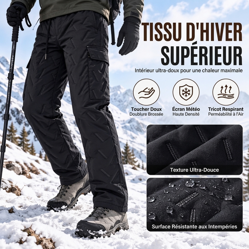 Pantalon cargo homme doublé de peluche hivernal
