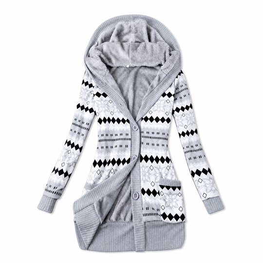 🍂 Warm Lined Comfort, Easy Layering Style | Women's Mid-Length Hooded Knit with Cotton Lining