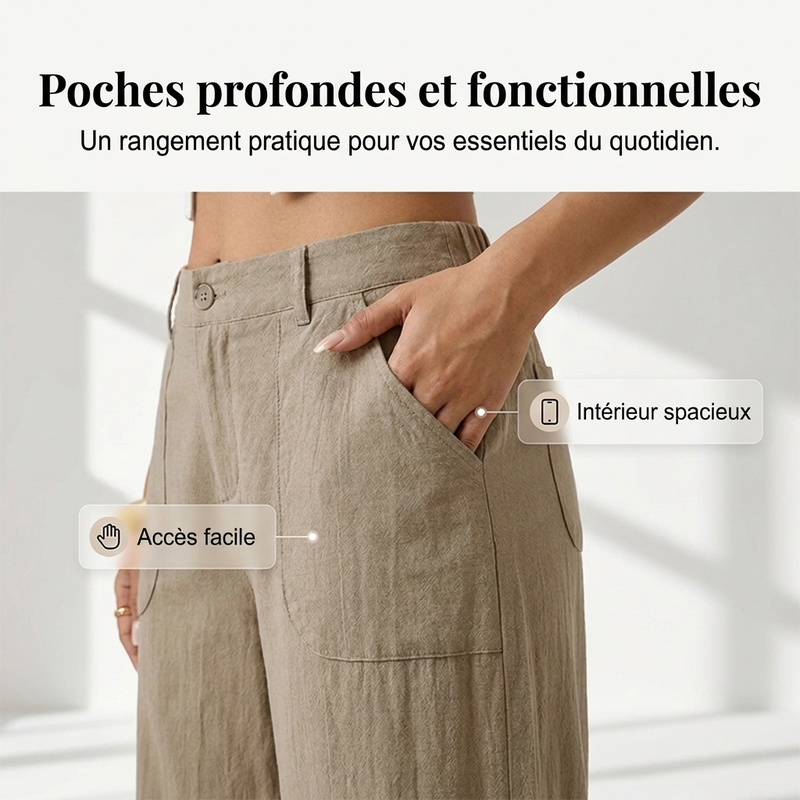 ✨ Pantalon femme larges jambes décontracté — taille élastique, poches profondes 👖