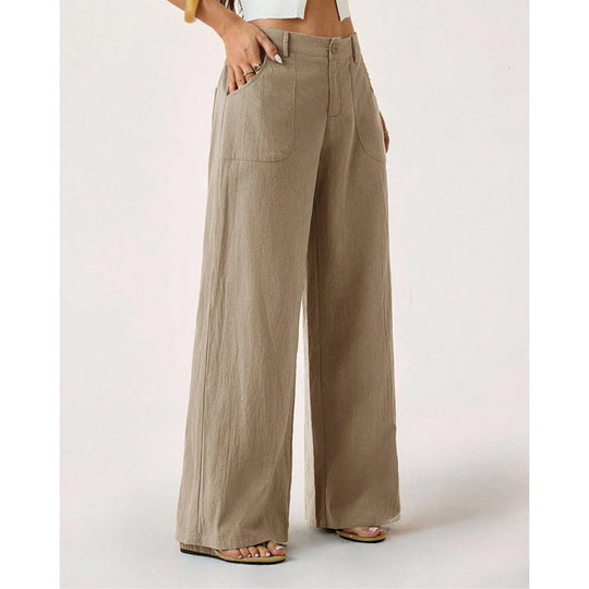✨ Pantalon femme larges jambes décontracté — taille élastique, poches profondes 👖