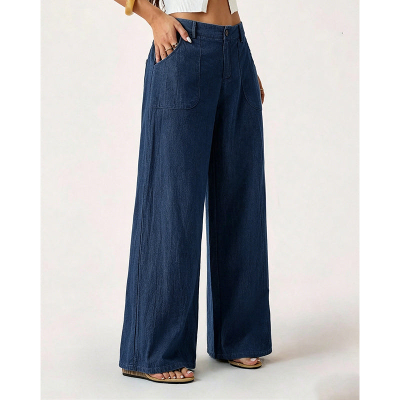✨ Pantalon femme larges jambes décontracté — taille élastique, poches profondes 👖