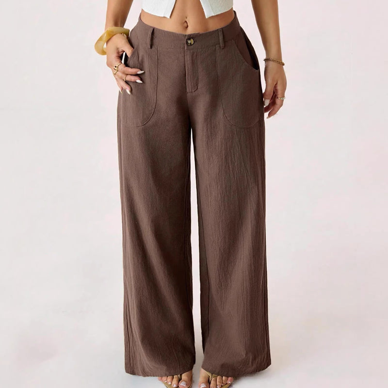 ✨ Pantalon femme larges jambes décontracté — taille élastique, poches profondes 👖