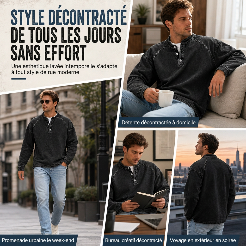 ✨ Ce sweat décontracté vintage oversize pour homme joue la carte cool sans effort 👕