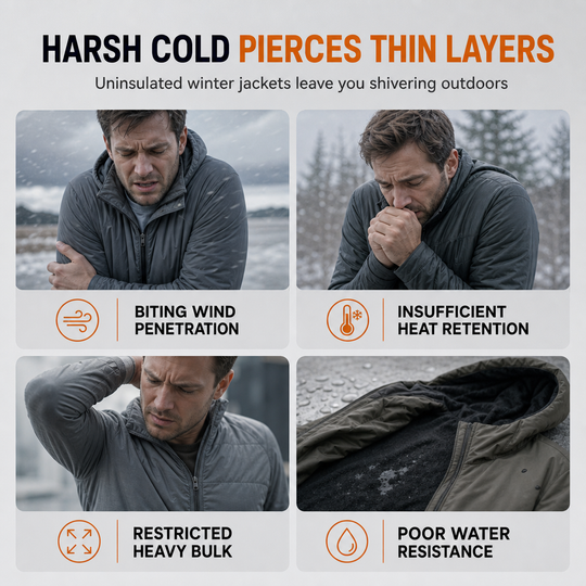 ❄️ Cold-Ready Warmth, Flexible Hood Design | Men's Winter Fleece Lined Coat with Detachable Hood