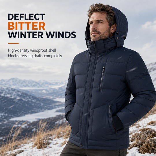 ❄️ Cold-Ready Warmth, Flexible Hood Design | Men's Winter Fleece Lined Coat with Detachable Hood