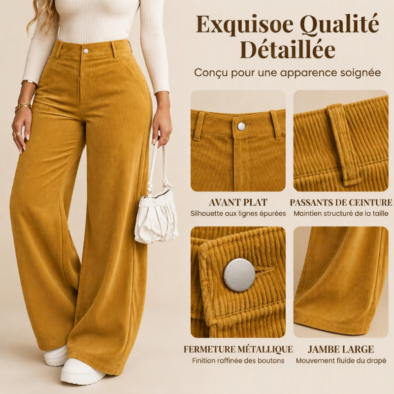 ✨ Pantalon large en velours côtelé pour femme, décontracté : facile à porter au quotidien 👖