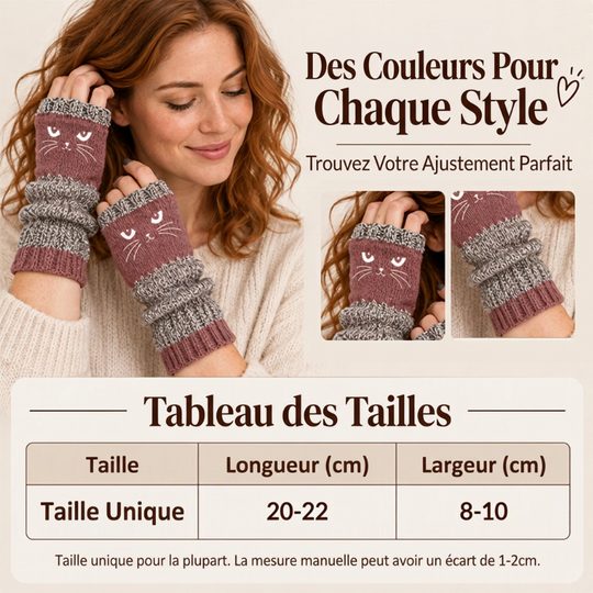 Gants tricotés demi-doigts chauds d'hiver