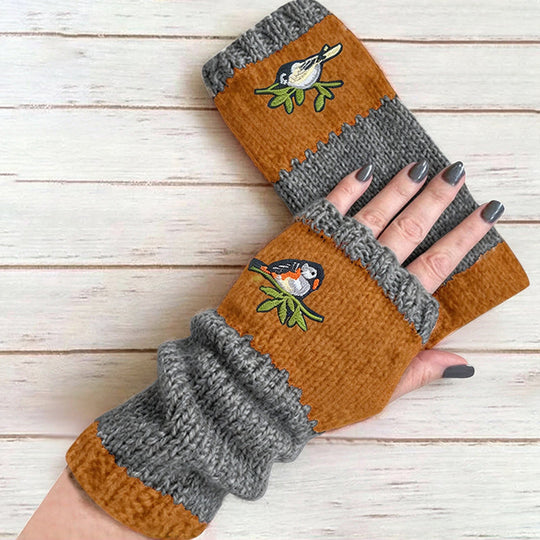 Gants tricotés demi-doigts chauds d'hiver
