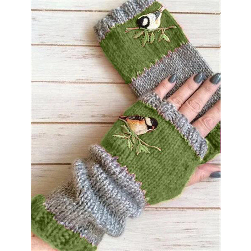 Gants tricotés demi-doigts chauds d'hiver