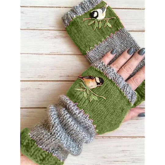 Gants tricotés demi-doigts chauds d'hiver