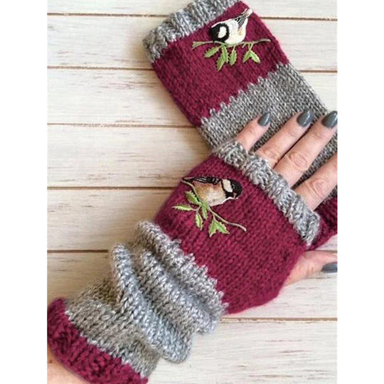 Gants tricotés demi-doigts chauds d'hiver