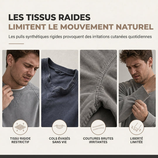 Pull à col rond en velours côtelé à manches longues pour hommes