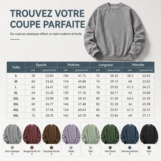 Pull à col rond en velours côtelé à manches longues pour hommes