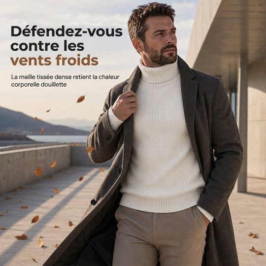 Pull col roulé en maille ajusté pour homme