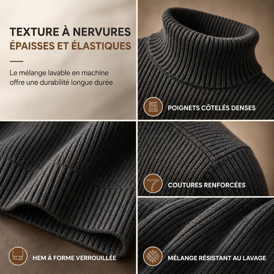 Pull col roulé en maille ajusté pour homme