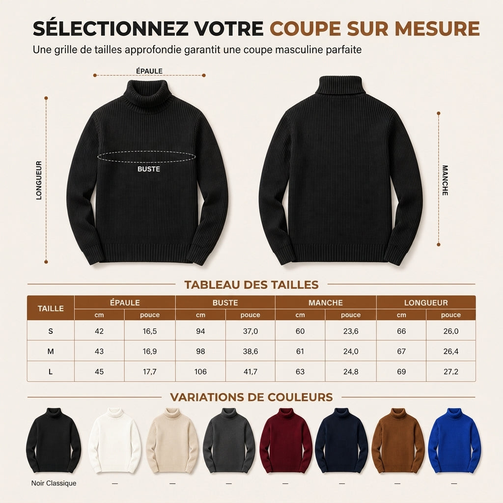 Pull col roulé en maille ajusté pour homme