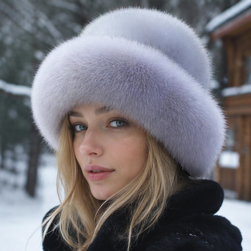 Chapeau chaud élégant en fausse fourrure pour femme