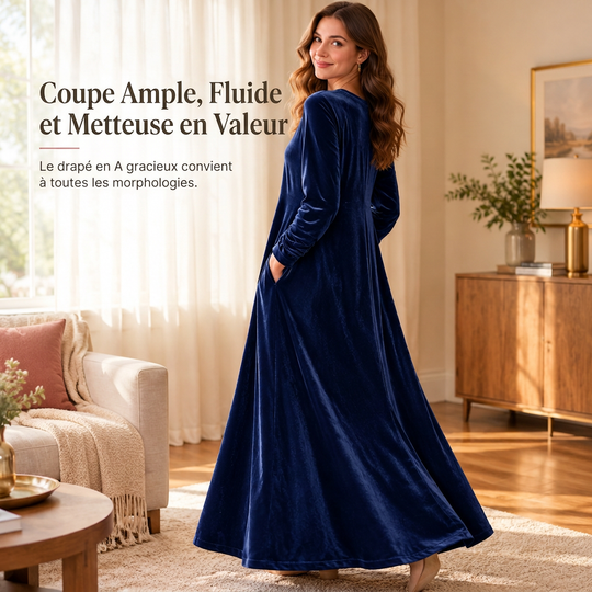 ✨ Robe décontractée en velours à col rond pour femme, avec poches : facile à porter au quotidien 👗