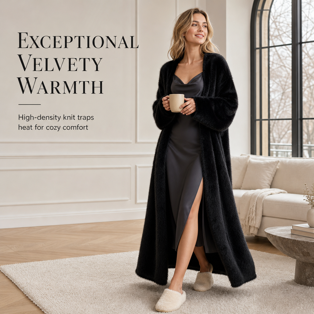 ☁️ Cloud-Like Softness, Relaxed Long-Line Warmth | Women's Faux Mink Fleece Long Cardigan Sweater Fluffy Oversized Knit Coat for Autumn and Winter