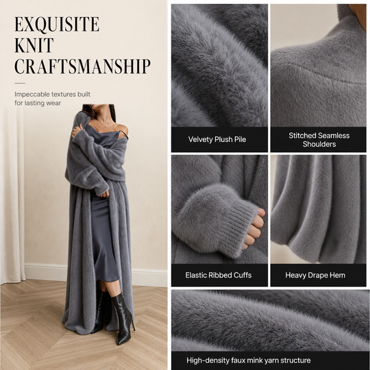 ☁️ Cloud-Like Softness, Relaxed Long-Line Warmth | Women's Faux Mink Fleece Long Cardigan Sweater Fluffy Oversized Knit Coat for Autumn and Winter