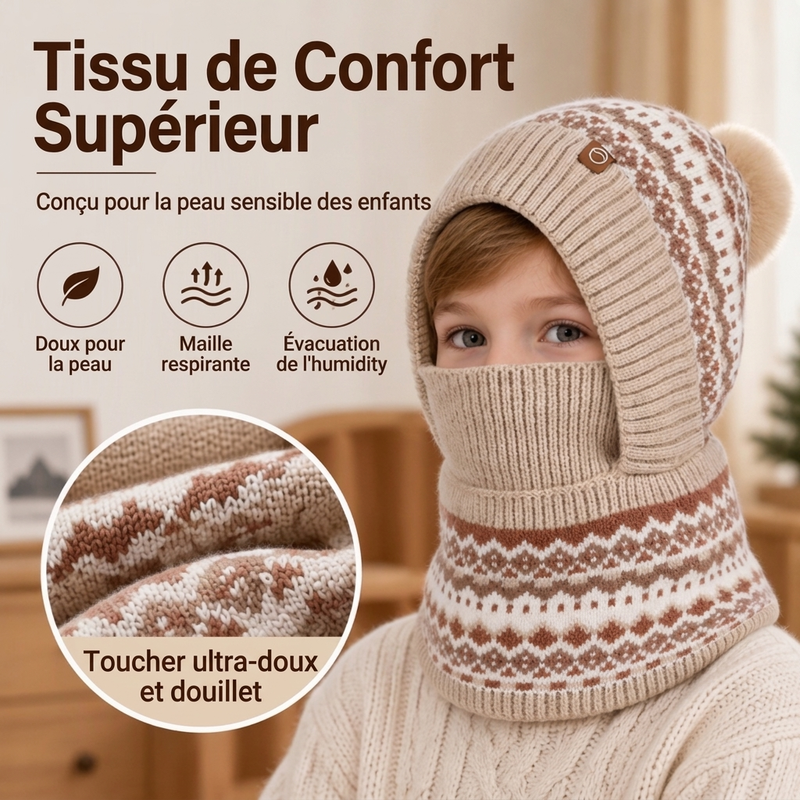 Cagoule thermique coupe-vent d'hiver pour enfants
