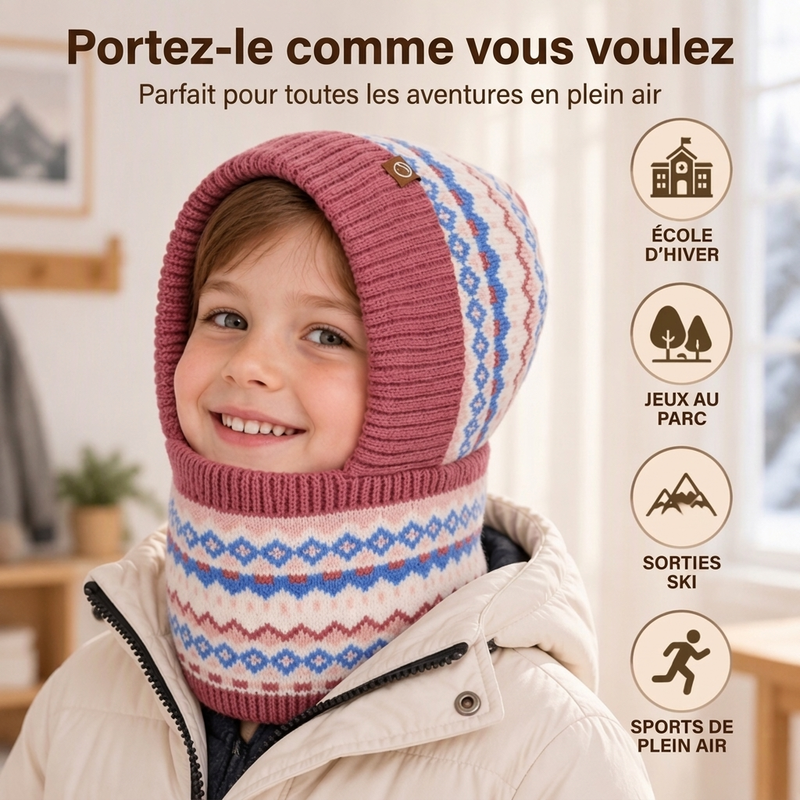 Cagoule thermique coupe-vent d'hiver pour enfants