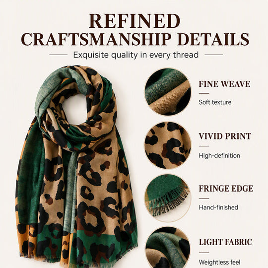 🧣 Easy Styling, Featherlight Comfort | Versatile Lightweight Leopard Print Shawl Scarf