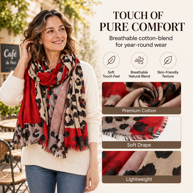 🧣 Easy Styling, Featherlight Comfort | Versatile Lightweight Leopard Print Shawl Scarf