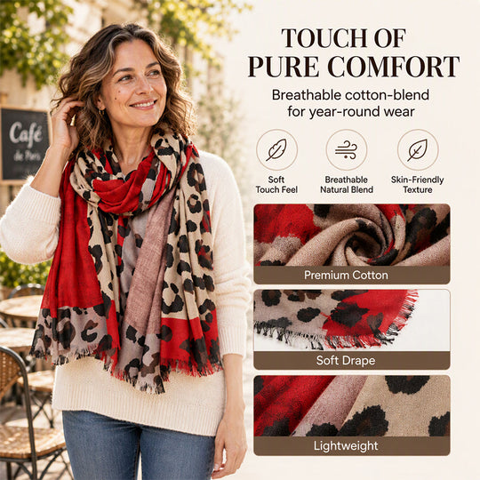 🧣 Easy Styling, Featherlight Comfort | Versatile Lightweight Leopard Print Shawl Scarf