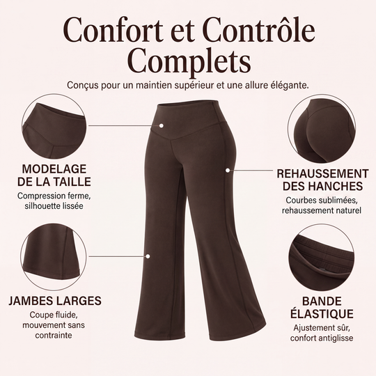 Pantalon de yoga taille haute à jambes larges pour femme