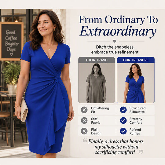 Women's Elegant V-Neck Ruffle Wrap Dress