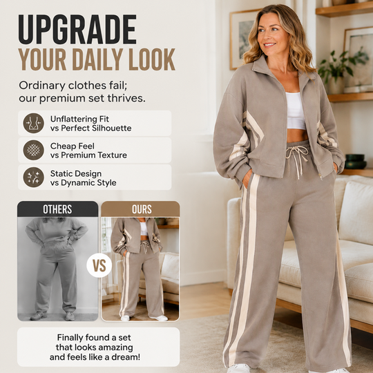 🏃 Eye-Catching Pattern, Move-Ready Comfort | Women's Stripe Sporty 2-Piece Set