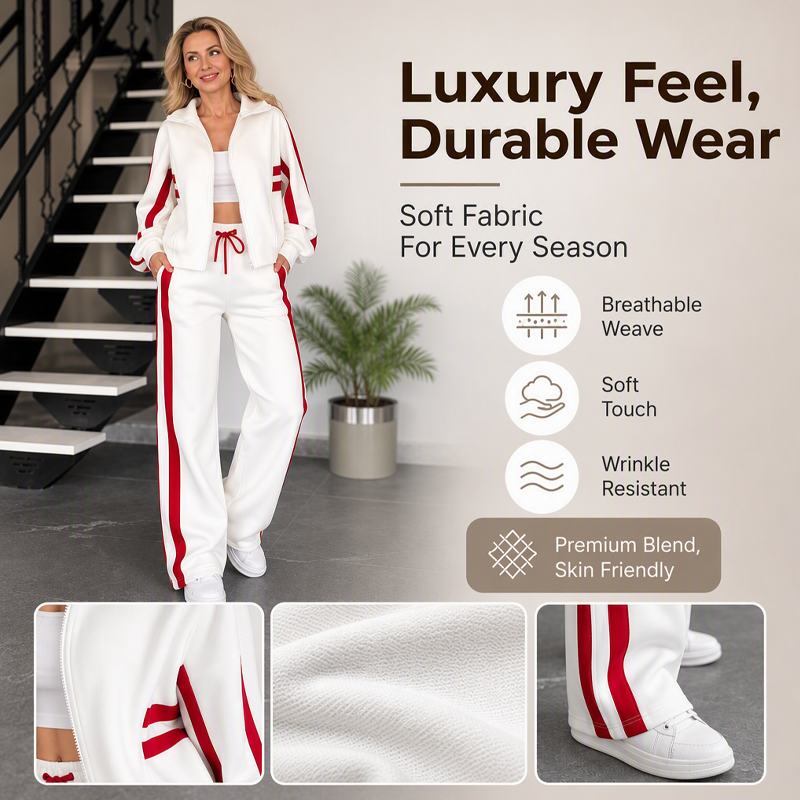 🏃 Eye-Catching Pattern, Move-Ready Comfort | Women's Stripe Sporty 2-Piece Set