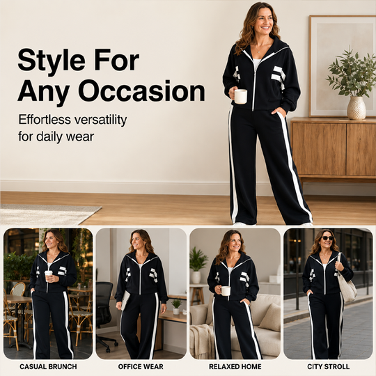 🏃 Eye-Catching Pattern, Move-Ready Comfort | Women's Stripe Sporty 2-Piece Set