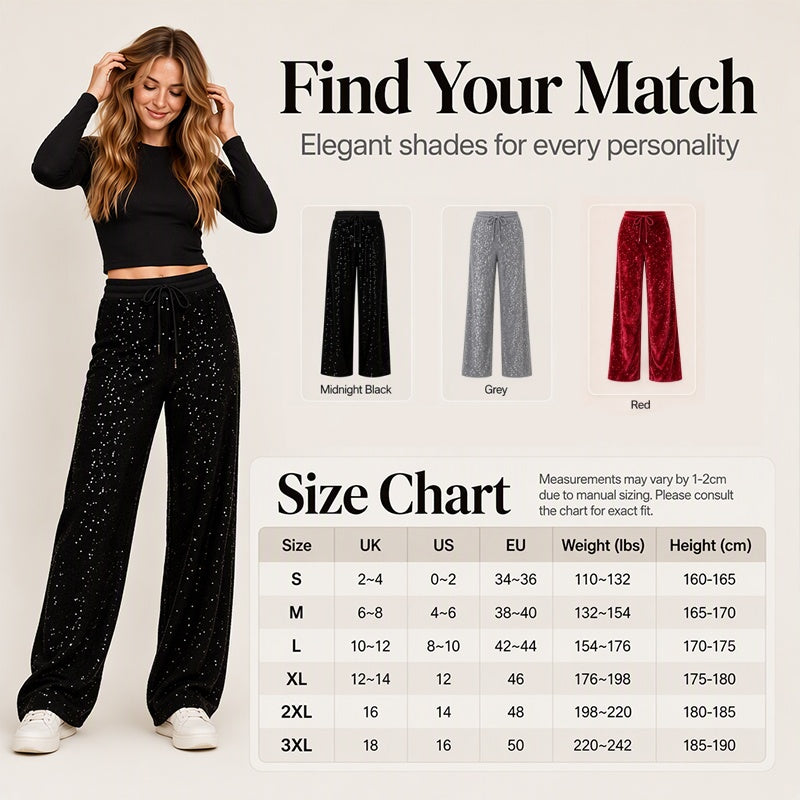 Women's Sparkling Sequin Wide-Leg Pants