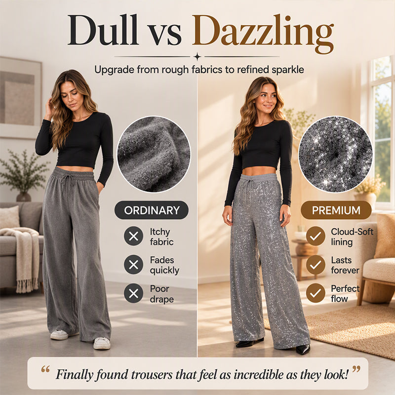 Women's Sparkling Sequin Wide-Leg Pants