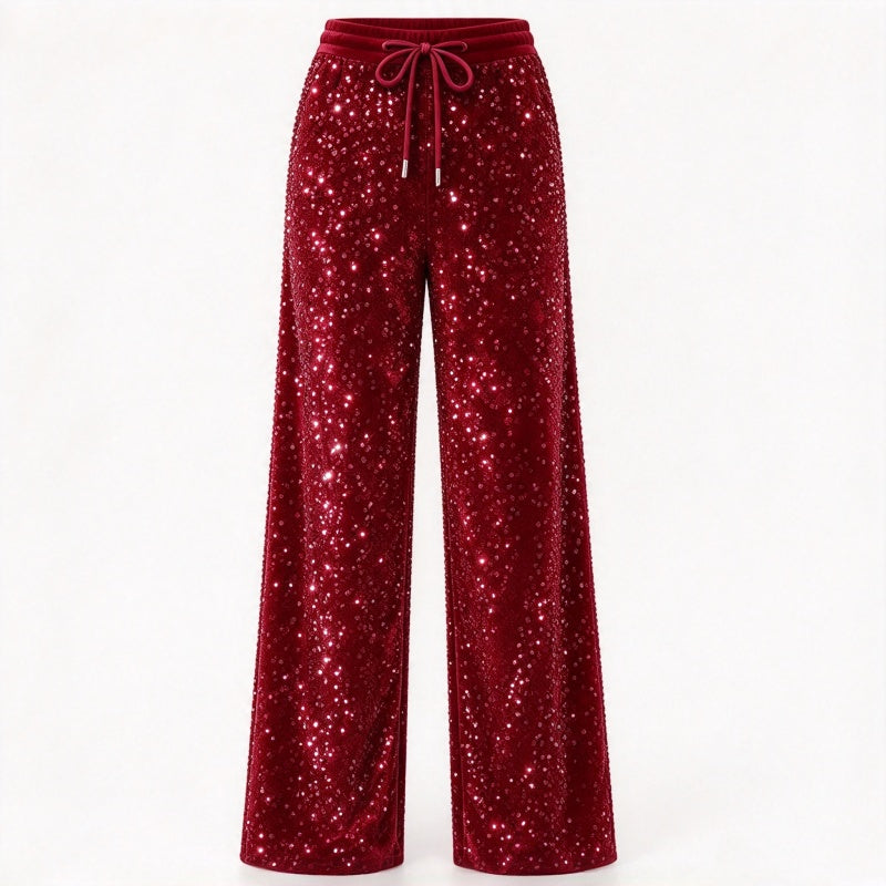 Women's Sparkling Sequin Wide-Leg Pants