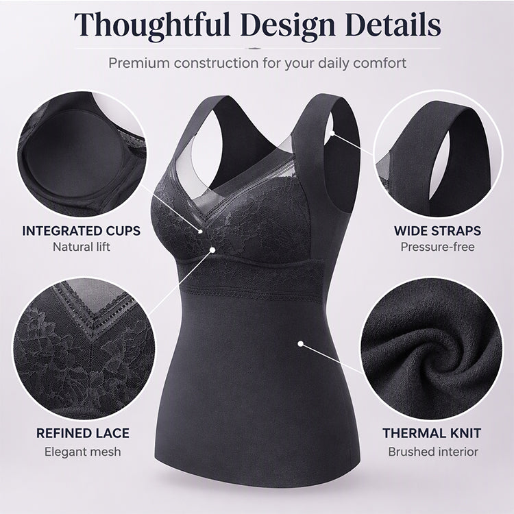 Women's Slim Fit Thermal Camisole with Built-In Bra