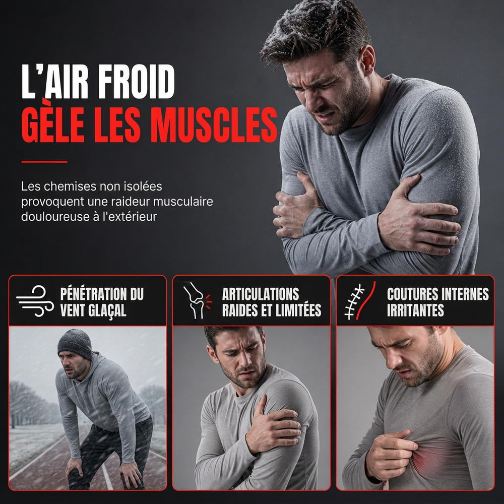 T-shirt à manches longues de compression doublé en tissu thermique d'hiver pour hommes, col haut, couche de base pour la course à pied et l'entraînement sportif