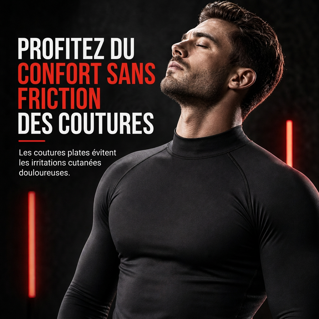 T-shirt à manches longues de compression doublé en tissu thermique d'hiver pour hommes, col haut, couche de base pour la course à pied et l'entraînement sportif