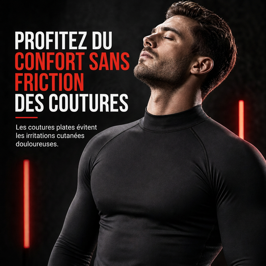 T-shirt à manches longues de compression doublé en tissu thermique d'hiver pour hommes, col haut, couche de base pour la course à pied et l'entraînement sportif
