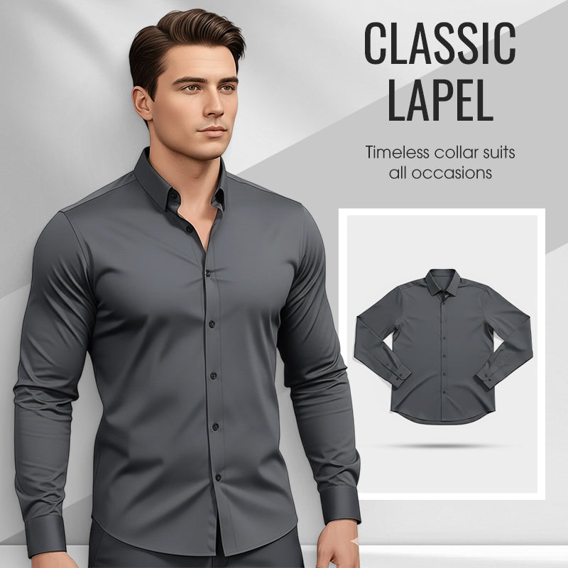 ✨ Men's Solid Long-Sleeve Button-Down Shirt — Soft, Breathable & Sharp 👔